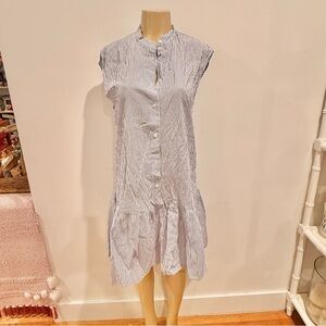 & Other Stories Stockholm Striped Seersucker Dress Sz S Drop Waist Blue